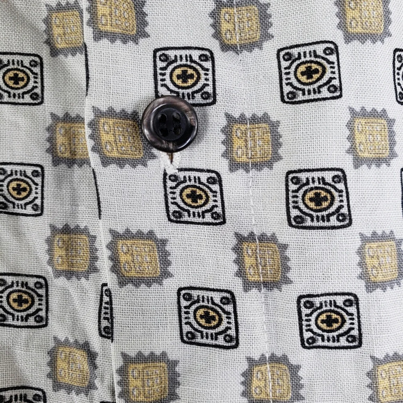 Brian Brothers 100% Linen Button Front Casual Brown & Beige Mens Shirt S… - Picture 4 of 10